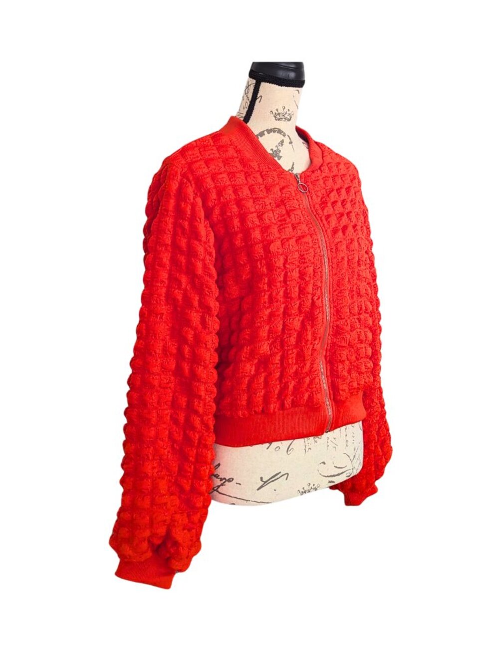 Jolie & Joy Orange Bubble Textured Bomber Jacket Junior XL NWT - Picture 4 of 9